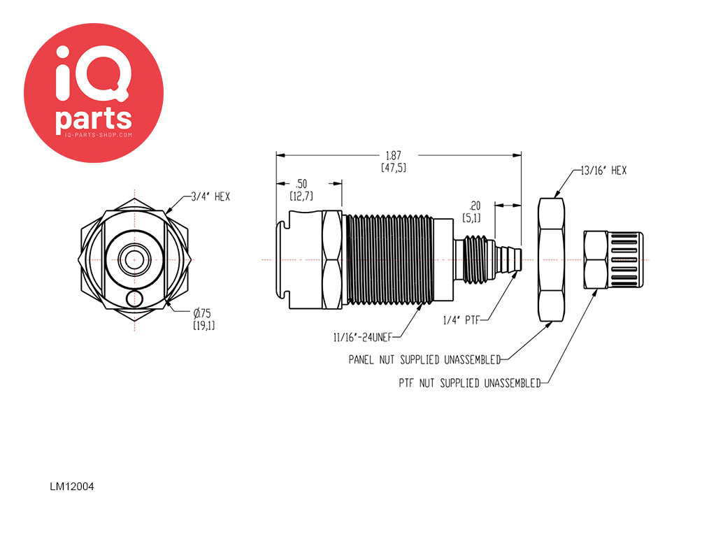 CPC CPC - LM12004 / LMD12004 | Koppeling | Verchroomd Messing | PTF Klemring 6.4 mm OD / 4.3 mm ID | Multi-Mount