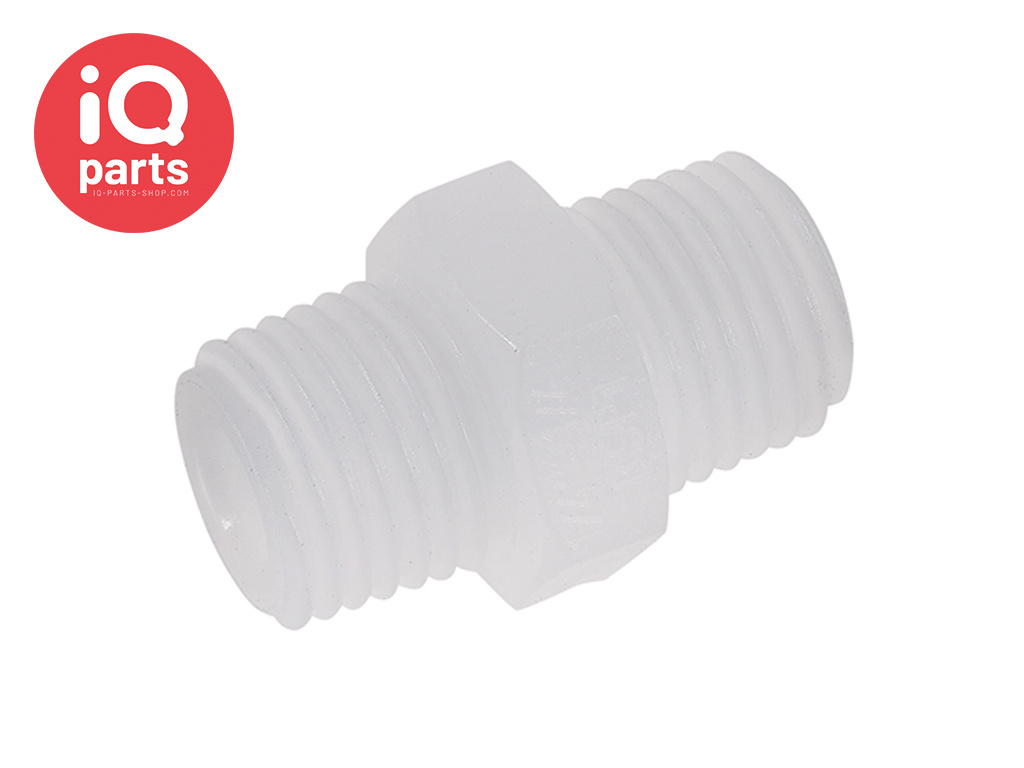 TEFEN PVDF Draadfitting | Dubbele Nippel | BSPT