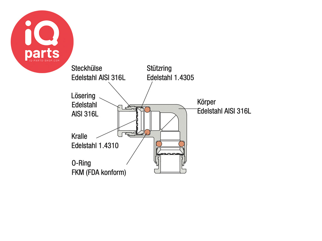 ELSA 90º Elbow Connector | AISI 316