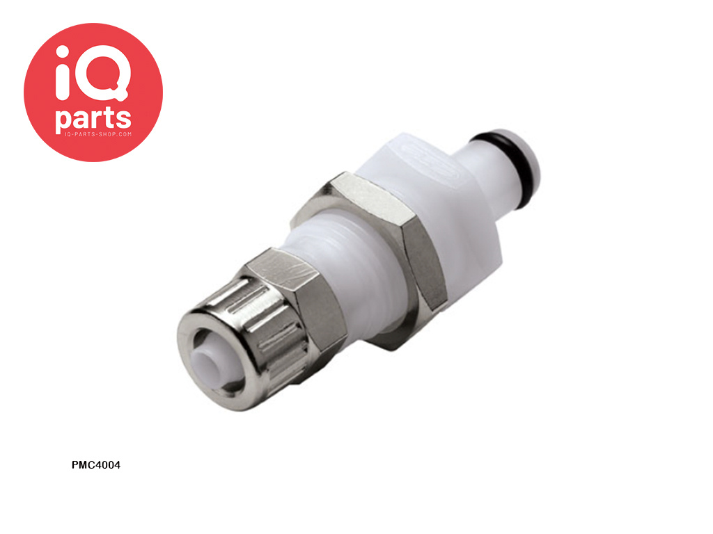 CPC PMC4004 / PMCD4004 | Coupling Insert | Panel Mount | Acetal | PTF Nut 6.4 mm (1/4") OD / 4.3 mm (0.17") ID