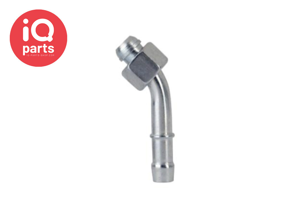 IQ-Parts Elbow banjo 45º with screw cap | Type RBU | metric thread | steel galvanized