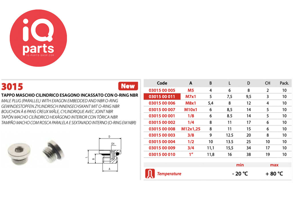 IQ-Parts IQ-Parts Allen plug | nickel-plated brass | Metric | NBR O-ring
