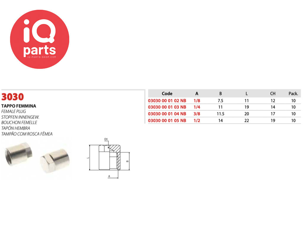 IQ-Parts Opschroefkap Messing vernikkeld, BSP Female