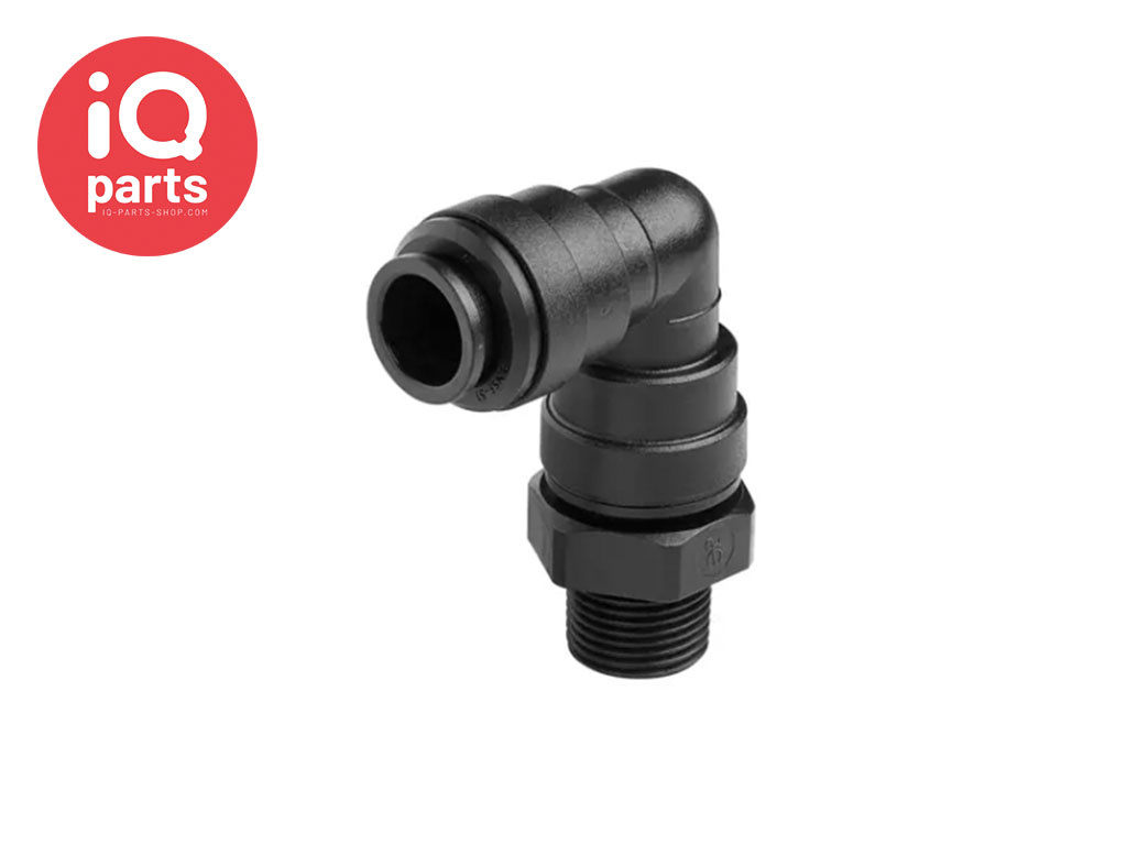 John Guest® 90º Push-Fit/BSPT inschroefkoppeling | Draaibaar
