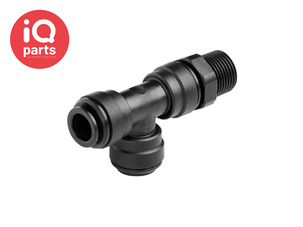 Tee Connector Push-Fit/BSPT male thread (Run) | Swivel