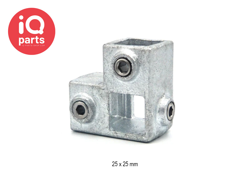 Pipe connector | Corner piece 90º + continuous upright | 25x25 / 40x40 | Type 20S