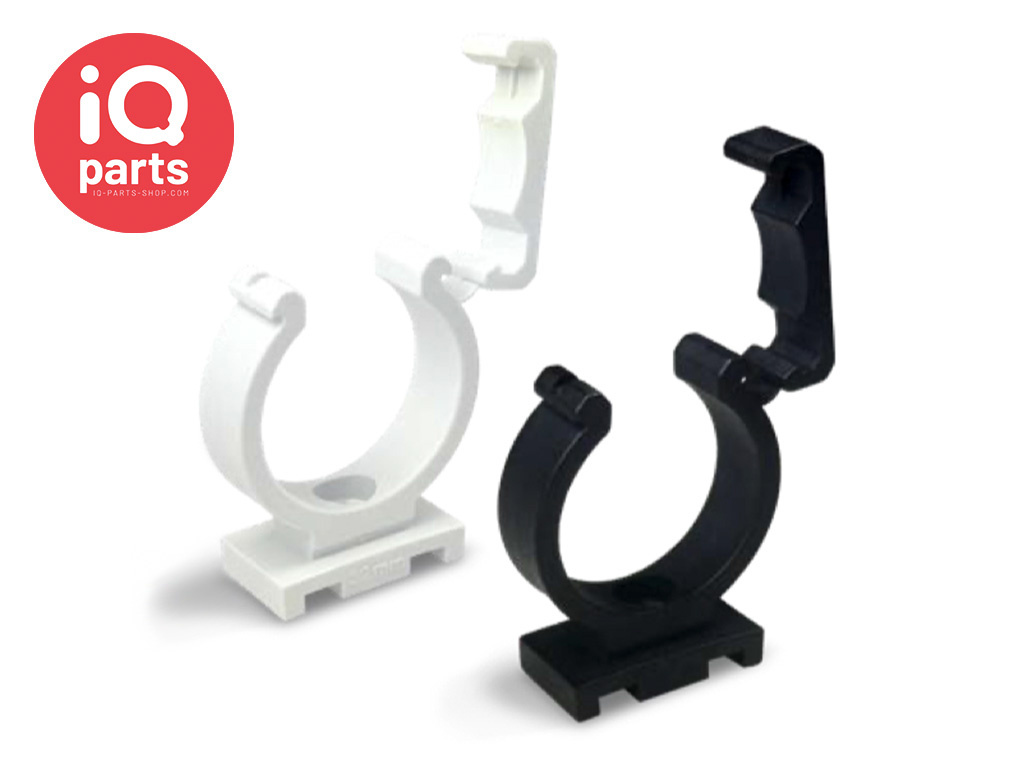 Nylon Pipe Clip | ANCI | M6 Pre-threaded | with Hinge | grey or black