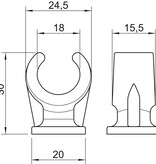 OBO-Bettermann OBO - Base clamp clip | Single | Typ 2962 | Polypropylene | Grey