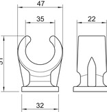OBO-Bettermann OBO - Base clamp clip | Single | Typ 2962 | Polypropylene | Grey