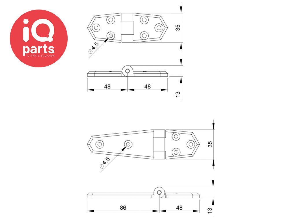 TruDesign TruDesign - Hinges | Nylon (Fiberglass Reinforced) | per pair