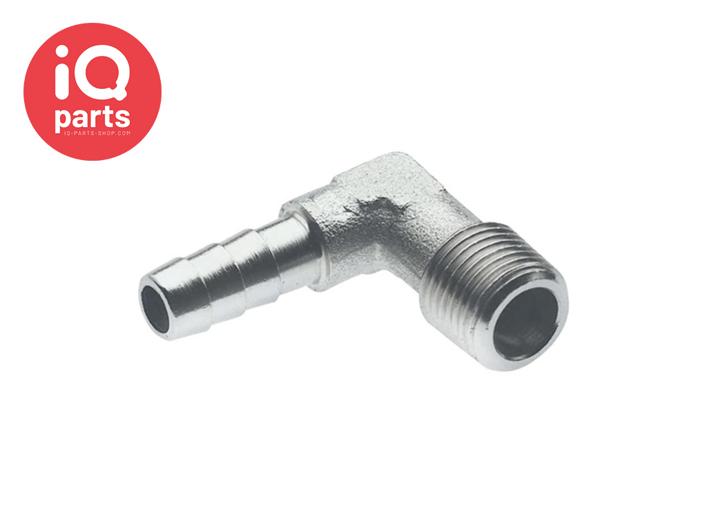 IQ-Parts Winkel | Schlauchtülle | Außengewinde |  Messing vernickelt | BSPT