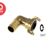 IQ-Parts IQ-Parts Gartenschlauch-Schnellkupplung | 40 mm | 90º Anschluss | Schlauchtülle | Drehbar | Messing