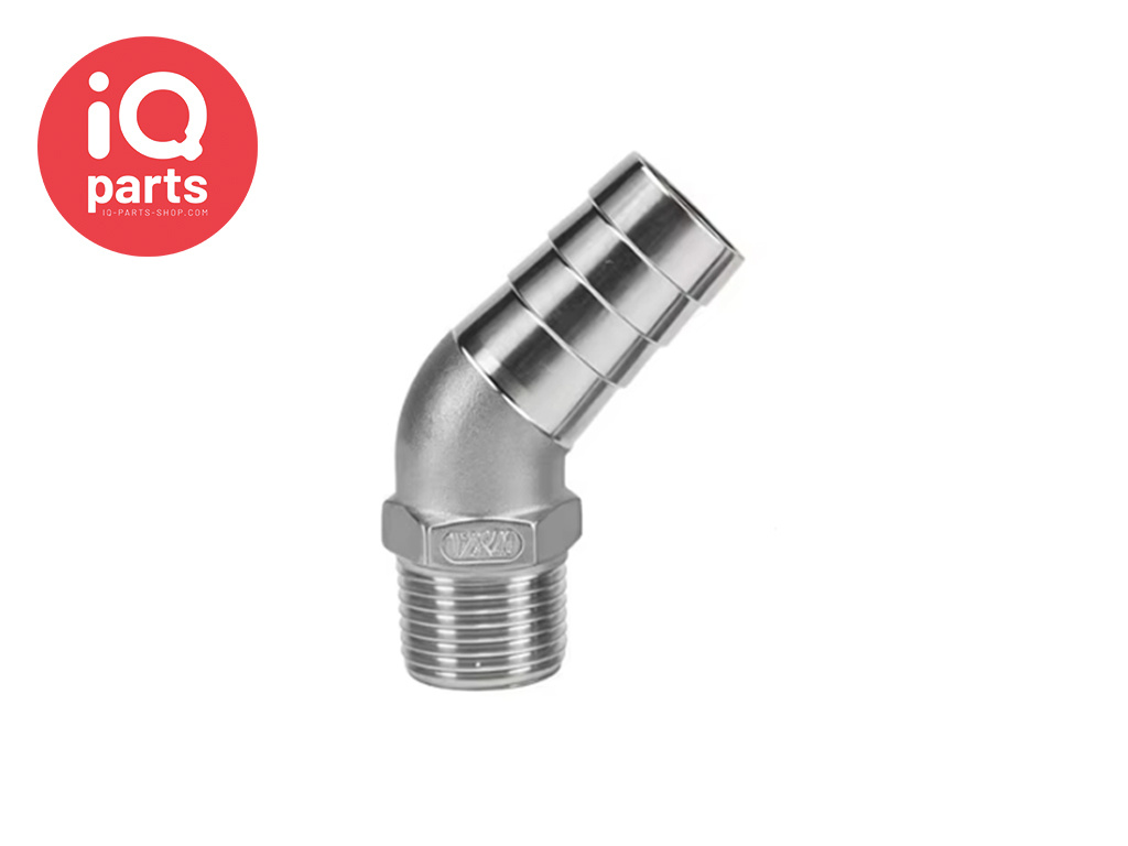 Schlauchtülle | Aussengewinde (BSPT) | 45º | Edelstahl 304