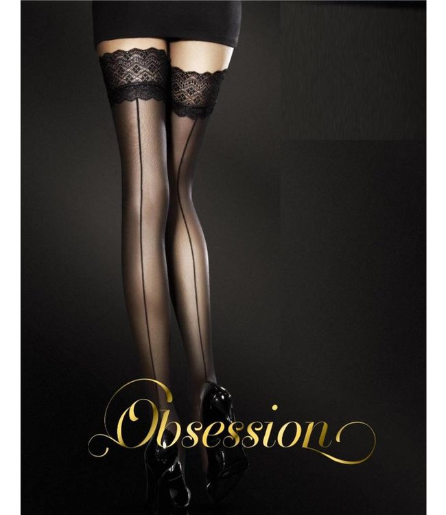 FIORE Celia zwarte stayups met naad