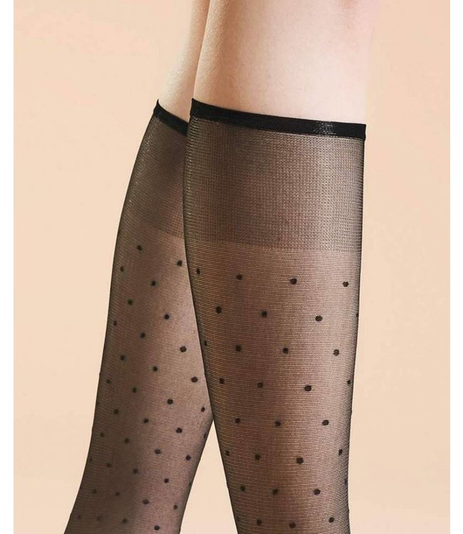 FIORE Trisha zwarte stippen kniekousen