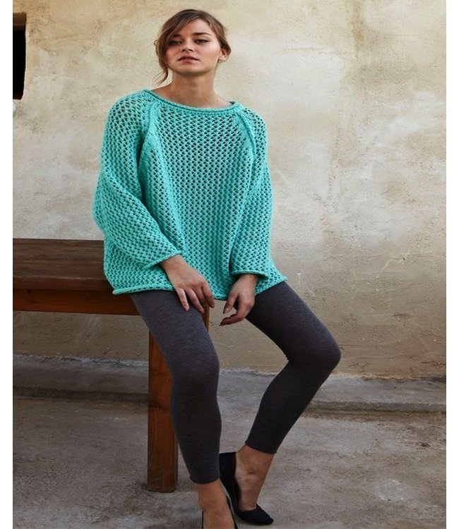 SARLINI Rose katoenen, blauwe enkellegging