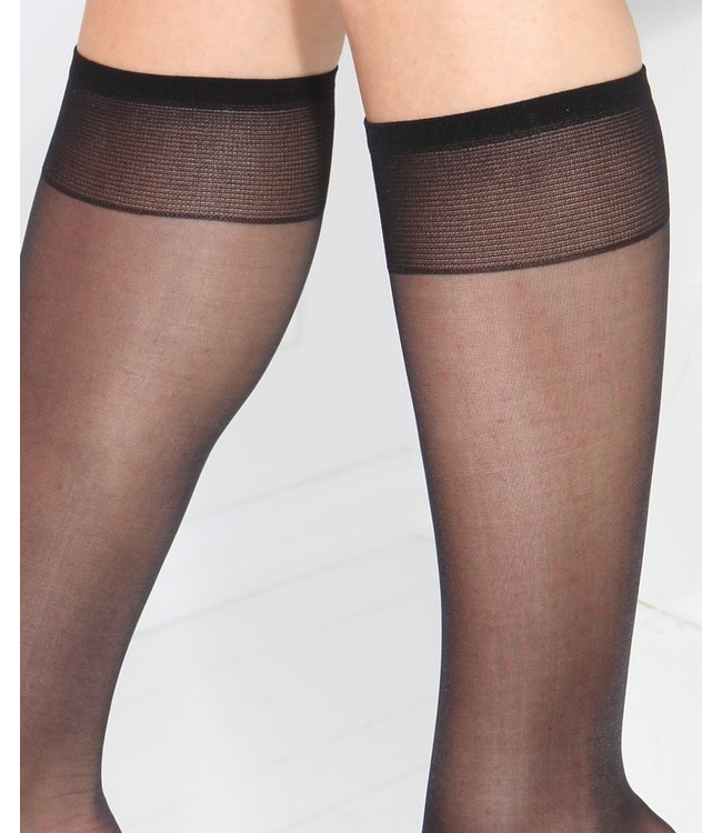 MARIANNE Beautiful Satin 15 zwarte kniekousen