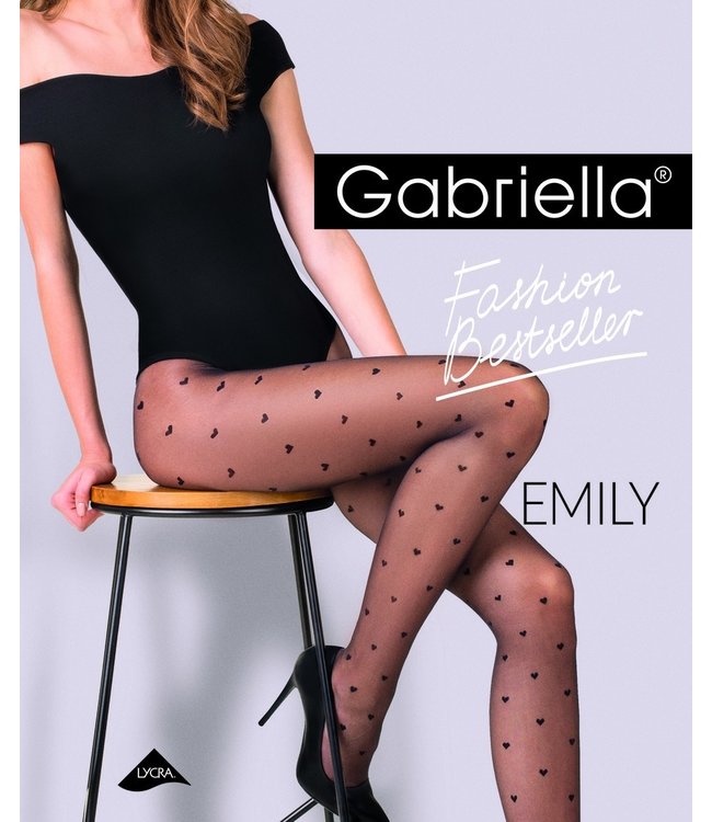 GABRIELLA Emily 20 zwarte panty met hartjes