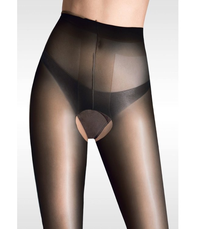 Cecilia de Rafael Vidrio 15 zwarte panty met open kruisje