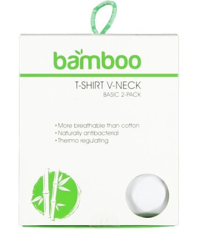 2x Bamboo t-shirt V-hals Wit - Foto 2 Soshin