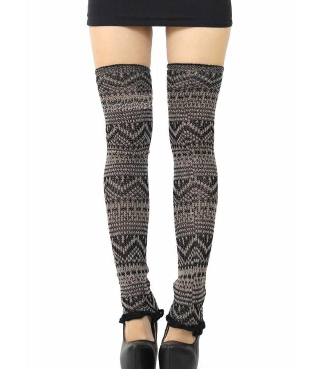 Ruby zwart met bruine overknees - Foto 2 Soshin