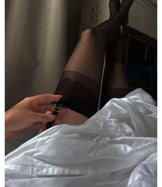 FIORE Marion nylonkousen met stippen