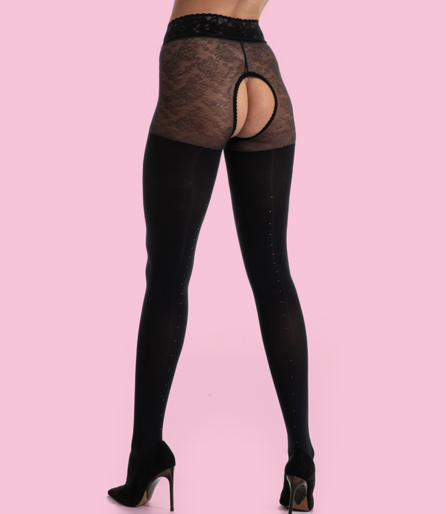 AMOUR Black Diamond kruisloze panty