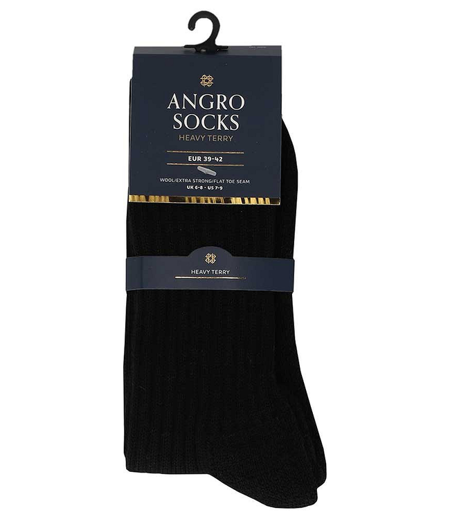 APOLLO Heavy Terry wollen ribsokken zwart
