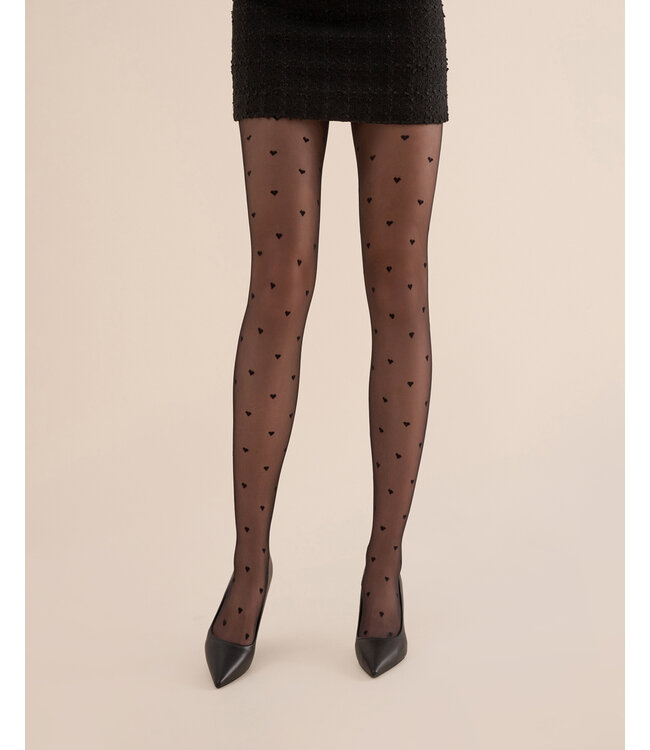 GABRIELLA Emily 20 zwarte panty met hartjes