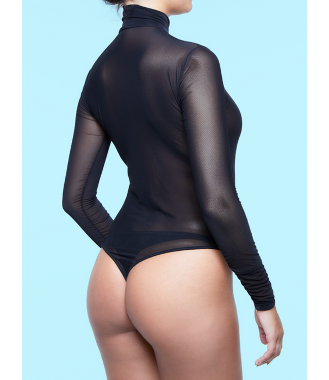 MISS NAUGHTY Aisha zwarte nylonbody met col