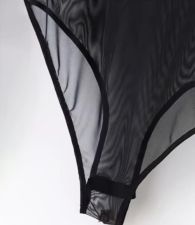 Sheer Love gladde nylon body zwart - Foto 4 Soshin