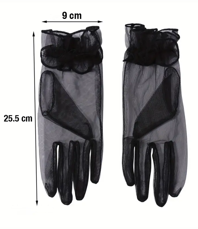 SOSHIN Marillaux zwarte nylon handschoentjes