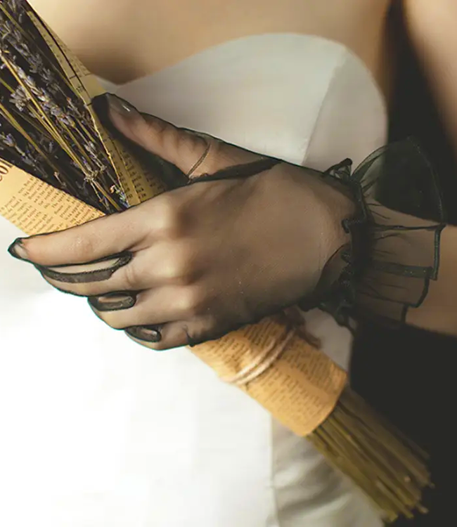 SOSHIN Marillaux zwarte nylon handschoentjes