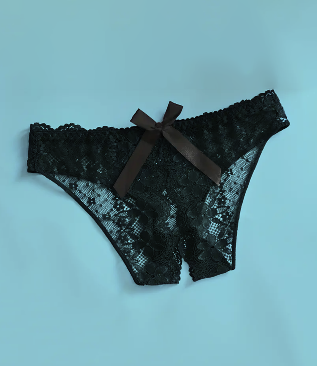 SOSHIN Brigitte zwarte slip open kruisje