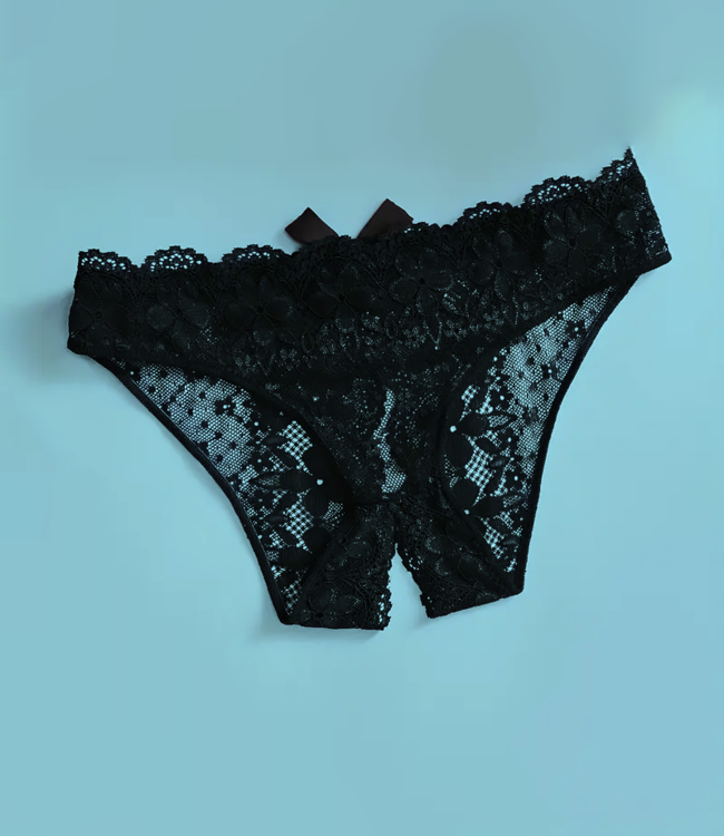 SOSHIN Brigitte zwarte slip open kruisje