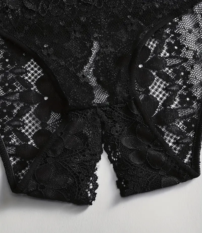 SOSHIN Brigitte zwarte slip open kruisje