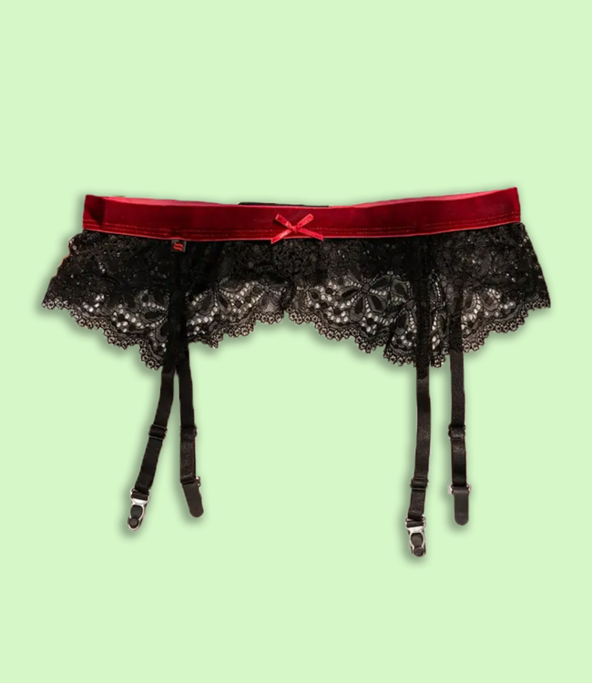 SOSHIN Milan zwart/rode jarretelgordel