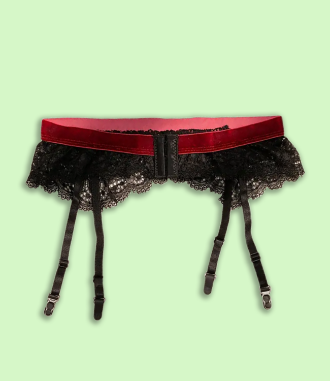 SOSHIN Milan zwart/rode jarretelgordel