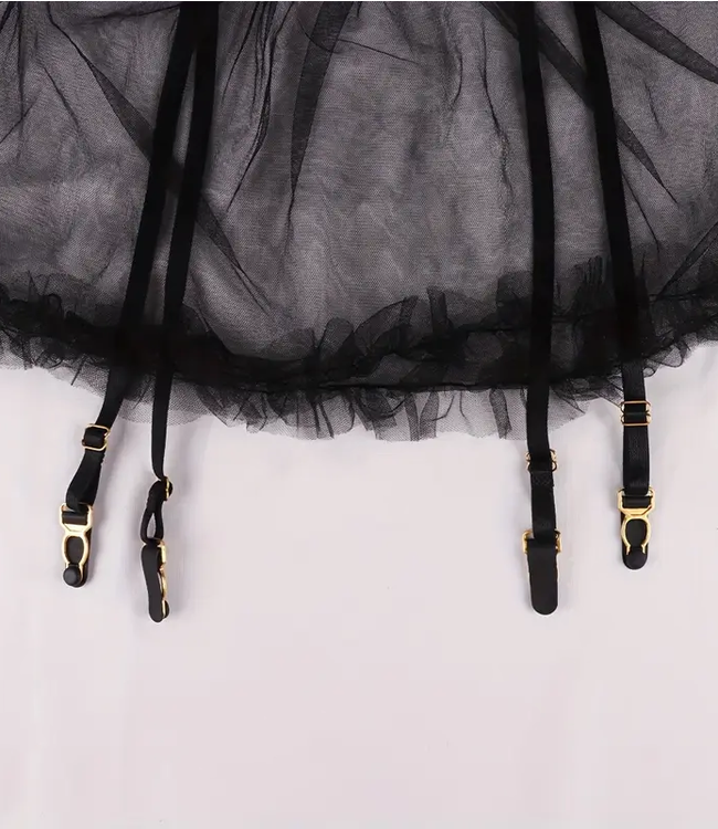 SOSHIN Asissi nylon, zwarte jarretel gordel