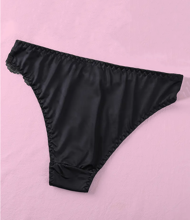 Satin Love zwart, satijnen slipje - Foto 4 Soshin