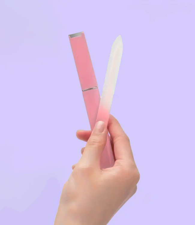 Roze/witte nagelvijl van glas - Foto 1 Soshin