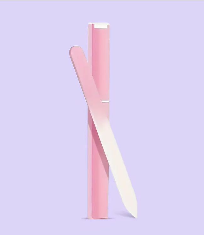 Roze/witte nagelvijl van glas - Foto 3 Soshin