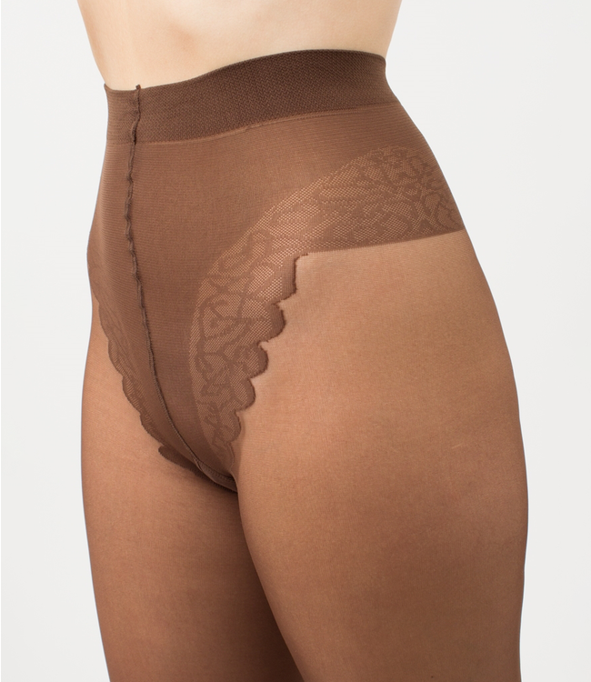 Chic 20 bruine glanspanty met naad - Foto 6 Soshin