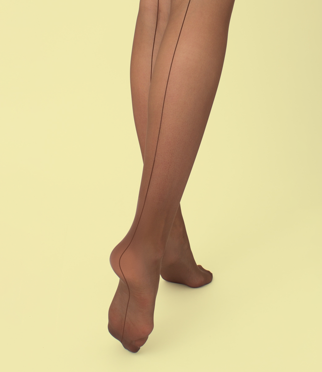 Chic 20 bruine glanspanty met naad - Foto 1 Soshin