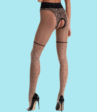 AMOUR Lolita 30 crotchless tights natural