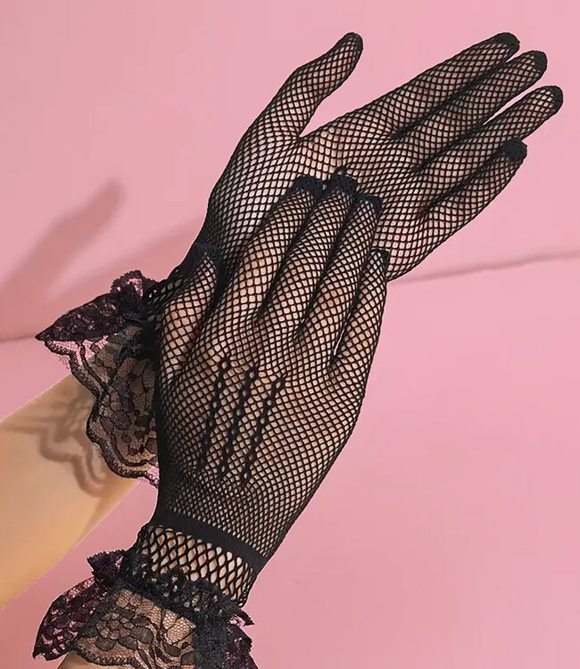 SOSHIN Nancy zwarte visnet handschoentjes