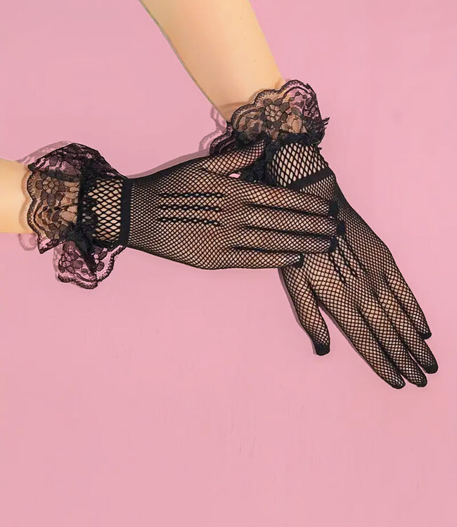 SOSHIN Nancy zwarte visnet handschoentjes