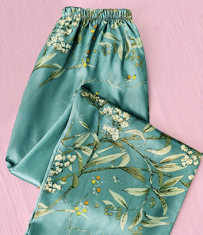 SOSHIN Miyuki lange broek van satijn