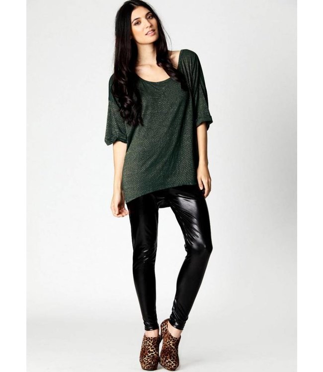 Topshop - Legging met wetlook in zwart