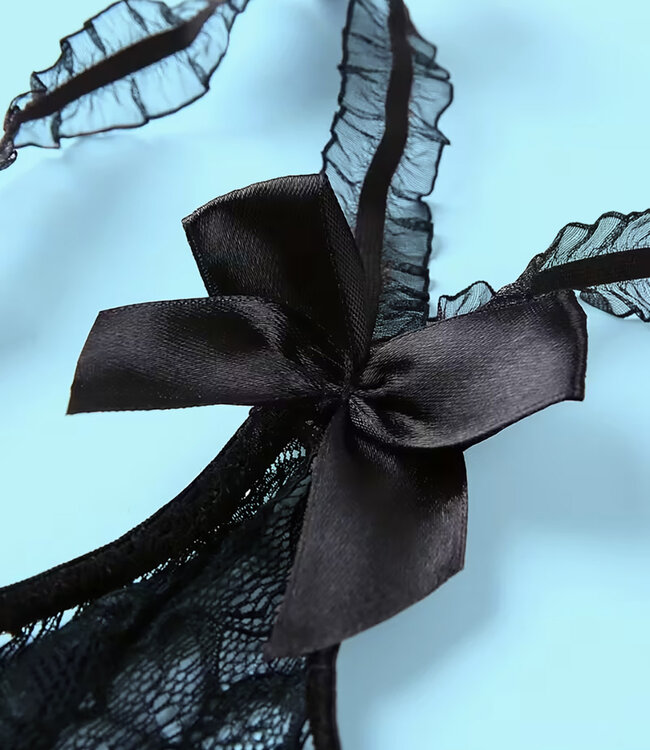 SOSHIN Chloe zwarte body met open kruis